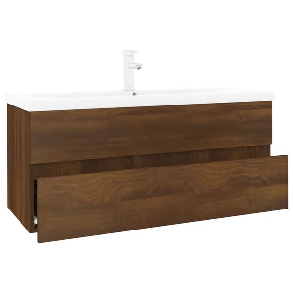 vidaXL Sink Cabinet with Built-in Basin Brown Oak Engineered Wood