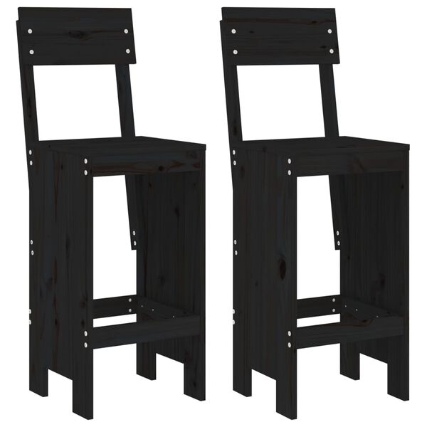 vidaXL Bar Stools 2 pcs Black 40x48.5x115.5 cm Solid Wood Pine