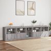 vidaXL Sideboard with LED Lights Grey Sonoma 283x37x67 cm