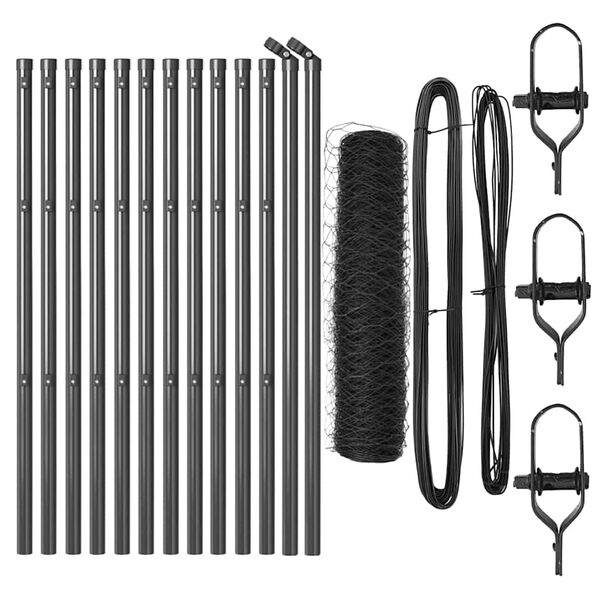 vidaXL Fence Post Grey 25 x 0.4 m (36 mm mesh) Steel and PVC