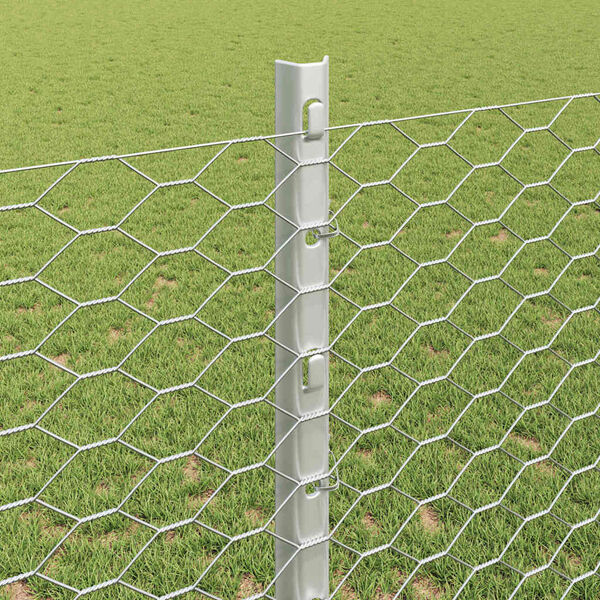 vidaXL Fence with Post Silver 1.2 x 10 m Steel
