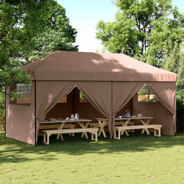 vidaXL Party Tent Folding Brown 292 x 580 x 315 cm Oxford Fabric
