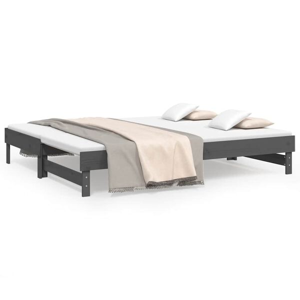 vidaXL Pull-out Day Bed without Mattress Grey 2x(80x200) cm