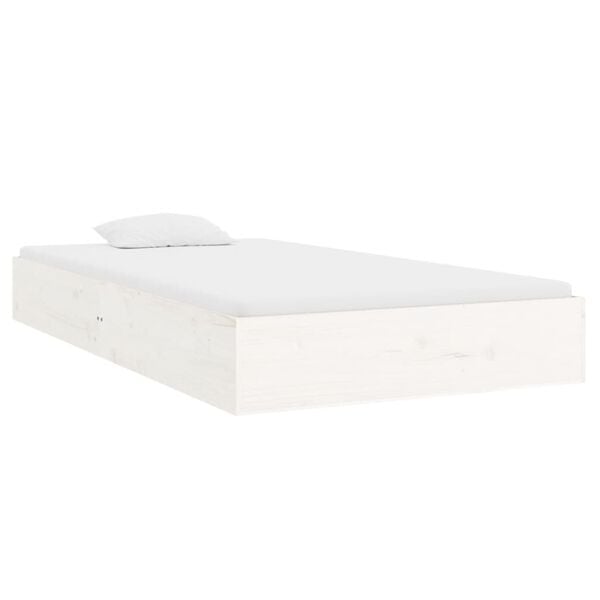 vidaXL Bed Frame without Mattress White Solid Wood 90x200 cm