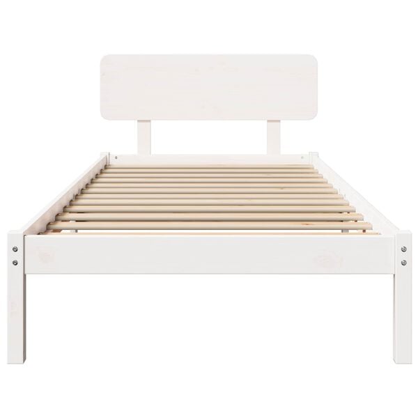 vidaXL Bed Frame with Headboard White 90 x 190 cm Solid Pine Wood