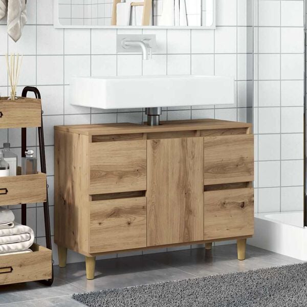 vidaXL Sink Cabinet Artisan Oak 80x33x60 cm Engineered Wood