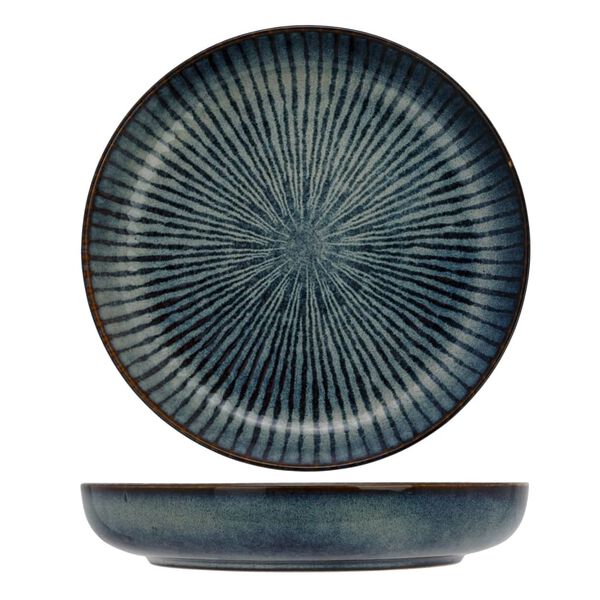 Cosy & Trendy Deep Plate with Stripes Pattern Atlantis 4 pcs &Oslash;24 cm Blue