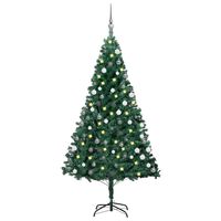 vidaXL Artificial Pre-lit Christmas Tree with Ball Set Green 150 cm PVC