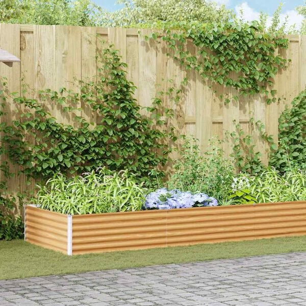 vidaXL Garden Raised Bed 582 x 100 x 36 cm Galvanised Steel