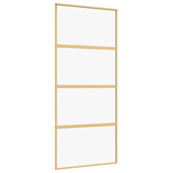 vidaXL Sliding Door Gold 90x205 cm Clear ESG Glass and Aluminium