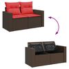 vidaXL 11 Piece Garden Sofa Set with Cushions Brown Poly Rattan Acacia