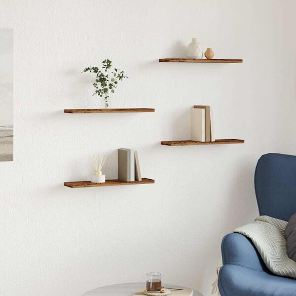 vidaXL Wall Shelves 4 pcs Old Wood 40x20x1.5 cm Engineered Wood