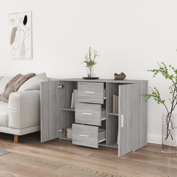vidaXL Sideboard Grey Sonoma 91x29.5x65 cm Engineered Wood