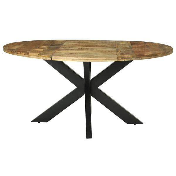 vidaXL Dining Table Black oak 160 x 160 x 76 cm Rough mango wood