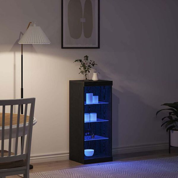 vidaXL LED Sideboard Black Oak 41 x 37 x 100 cm Engineered Wood