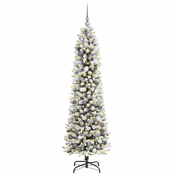 vidaXL Artificial Christmas Tree with 300 LEDs with Stand White 210 cm