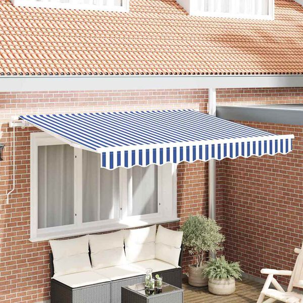 vidaXL Awning Replacement Fabric Blue and white 350 x 200 cm Canvas