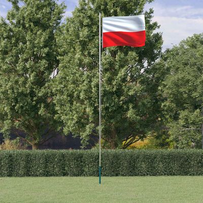 vidaXL Poland Flag and Pole 6.23 m Aluminium