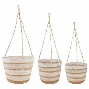 vidaXL Seagrass Plant Baskets 3 pcs Natural,White and Beige