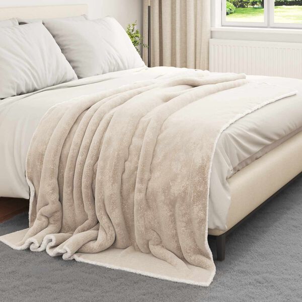 vidaXL Throw Blanket Beige 150 x 200 cm Fleece
