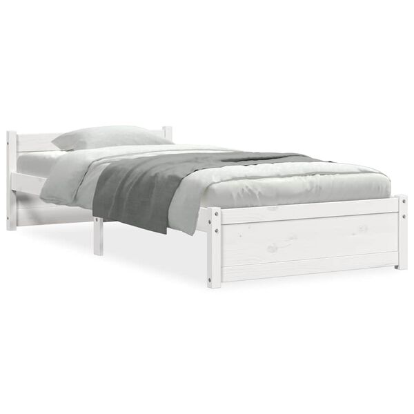 vidaXL Bed Frame without Mattress White Solid Wood 75x190 cm Small Single