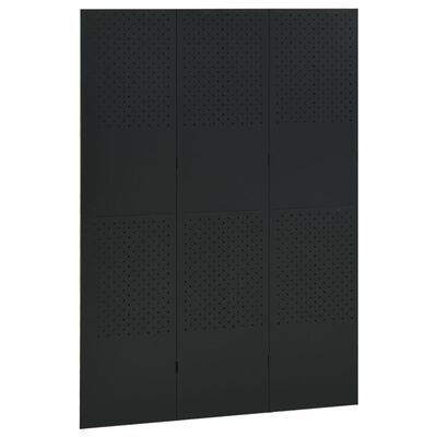 vidaXL 3-Panel Room Divider Black 120x180 cm Steel
