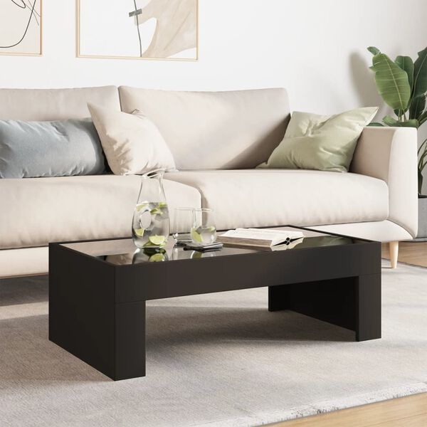 vidaXL Coffee Table with Infinity LED Black 90x50x30 cm