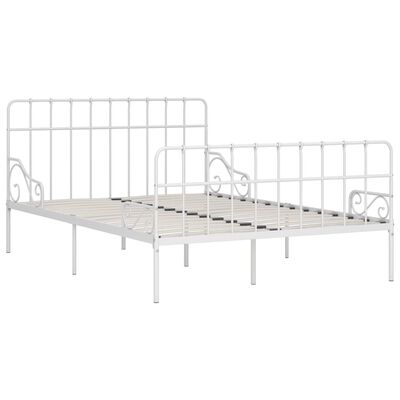 vidaXL Bed Frame with Slatted Base White Metal 140x200 cm
