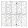 vidaXL Room Divider 5 Panels White Solid Wood Paulownia
