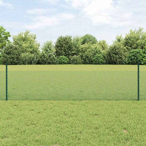 vidaXL Fence and Post Green 0.5 x 25 m Steel