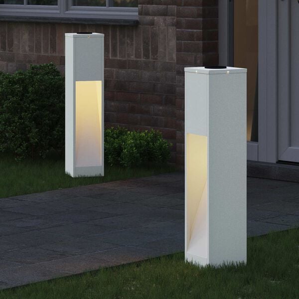 vidaXL Solar Led Pathway Light 2 pcs White Cold Rolled Steel