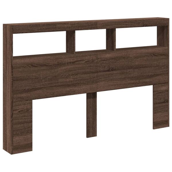 vidaXL Headboard Cabinet with LED Brown Oak 160x17x102 cm
