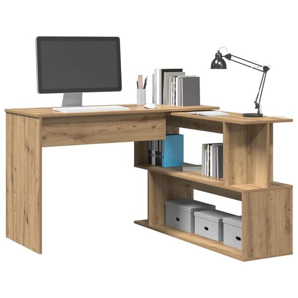 vidaXL Corner Desk Artisan Oak 200.5x50x76 cm Engineered Wood