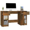 vidaXL Desk with Side Cabinet Smoked Oak Engineered Wood