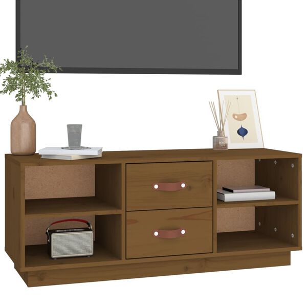 vidaXL TV Cabinet Honey Brown 100x34x40 cm Solid Wood Pine