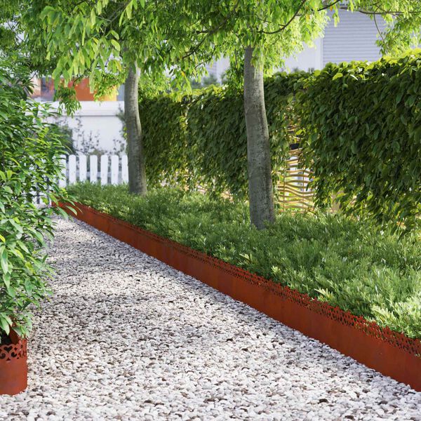 vidaXL Lawn Edgings 20 pcs Rusty 103 x 0.05 x 22 cm Weathering Steel