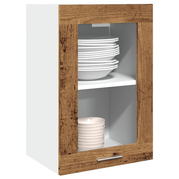 vidaXL Hanging Glass Cabinet Lyon Old Wood 40x31x60 cm Engineered Wood