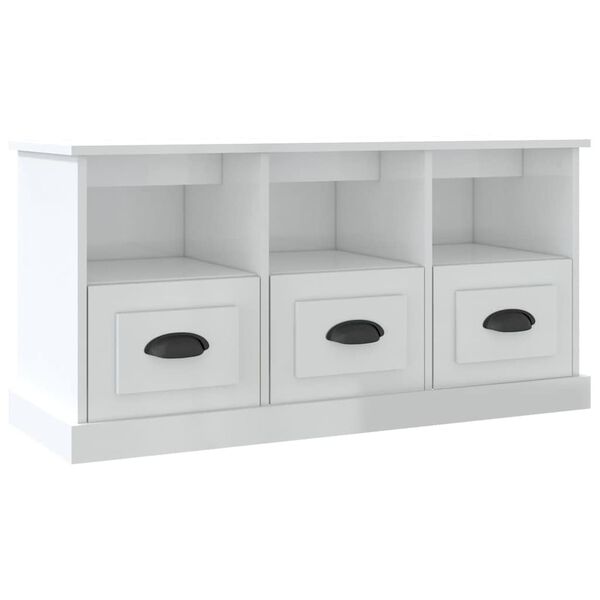vidaXL TV Cabinet High Gloss White 100x35x50 cm Engineered Wood