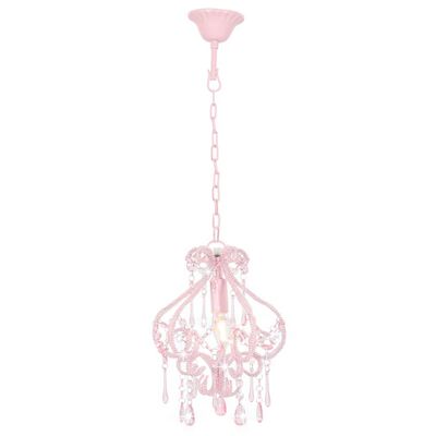 vidaXL Ceiling Lamp with Beads Pink Round E14