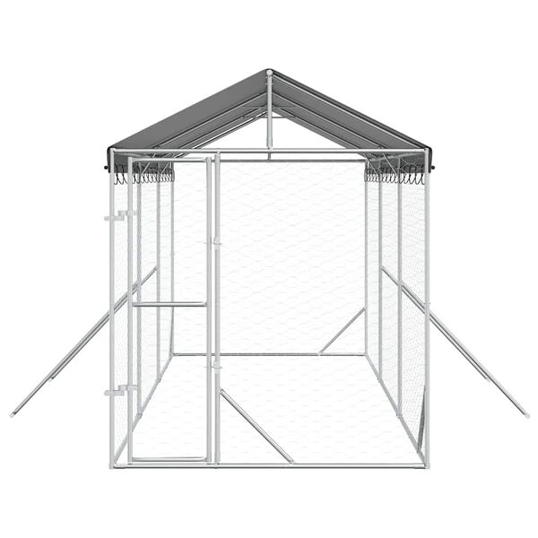 vidaXL Outdoor Dog Kennel with Roof Silver 2x6x2.5 m Galvanised Steel