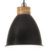 vidaXL Industrial Hanging Lamp Black Iron & Solid Wood 35 cm E27