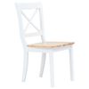 vidaXL Dining Chairs 6 pcs White and Light Wood Solid Rubber Wood