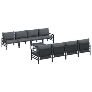 vidaXL Garden Sofa Set with Cushion 9 pcs Black Steel