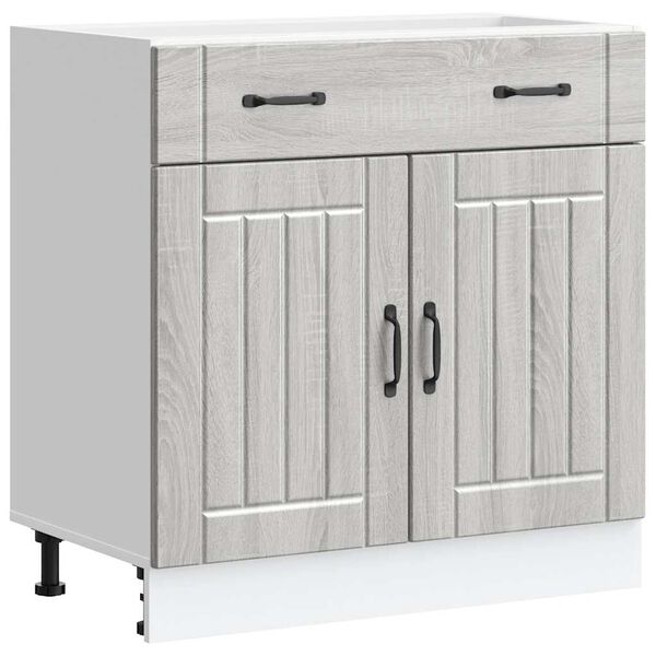 vidaXL Kitchen Base Cabinet Lucca Grey Sonoma Engineered Wood