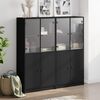vidaXL Bookcase with Doors Black 136x37x142 cm Engineered Wood