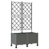 vidaXL Garden Planter with Trellis&Wheels 2 pcs Light Grey PP