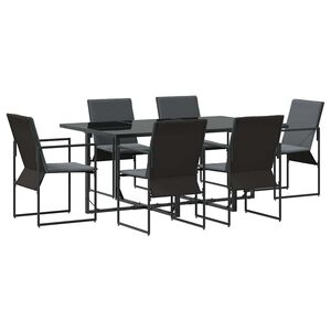 vidaXL Garden Dining Set 7 pcs Black Steel