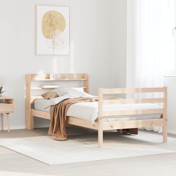 vidaXL Bed Frame with Headboard without Mattress 75x190 cm Small Single