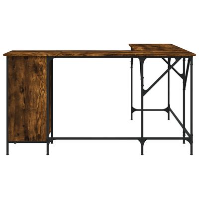vidaXL Desk Smoked Oak 141x141x75 cm Engineered Wood