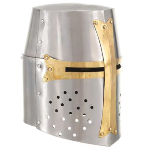 vidaXL Medieval Crusader Knight Helmet Antique Replica LARP Silver Steel